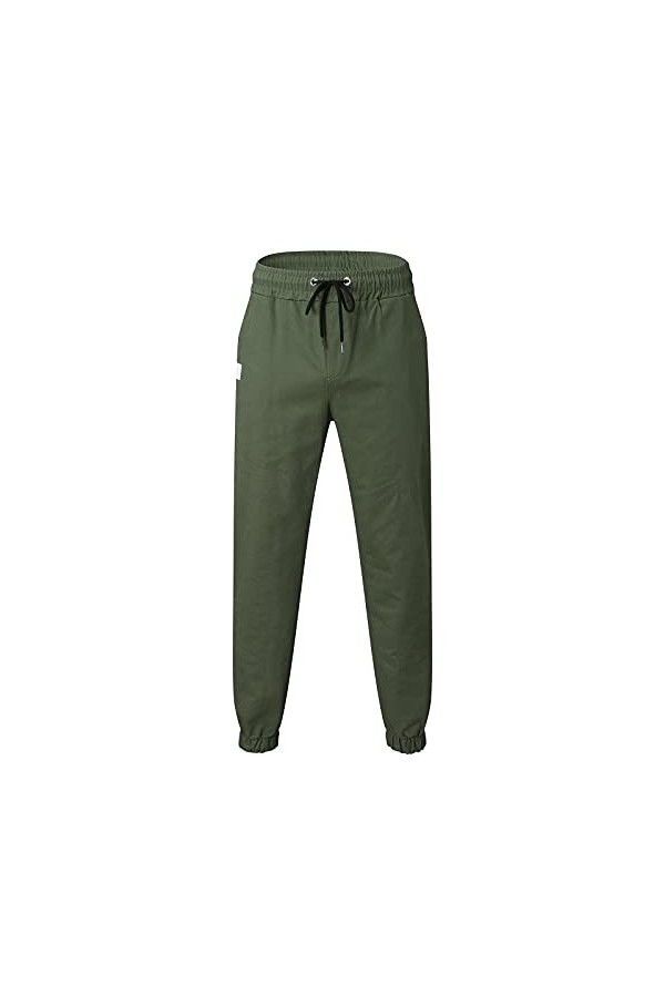 Pantalon de jogging pour homme - Coupe droite - Pantalon mi-poches - Taille solide - Style décontracté - Pour homme, vert, L