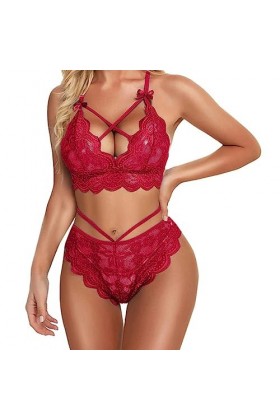 Ensemble de Soutien-Gorge Grande Taille Ensemble de Lingerie Sexy pour Femmes Soutien-Gorge en Dentelle Florale et Culotte En