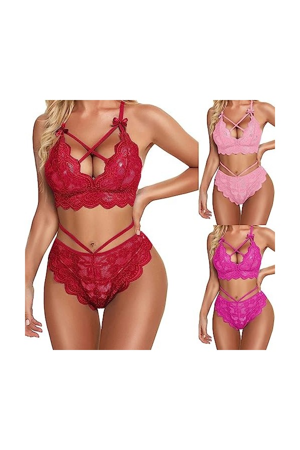 Ensemble de Soutien-Gorge Grande Taille Ensemble de Lingerie Sexy pour Femmes Soutien-Gorge en Dentelle Florale et Culotte En