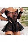 MODSGUE Costume de femme de ménage y Push Up Lingerie rasante Bralette à bretelles croisées Bodystocking Sexy Lingerie Ensemb