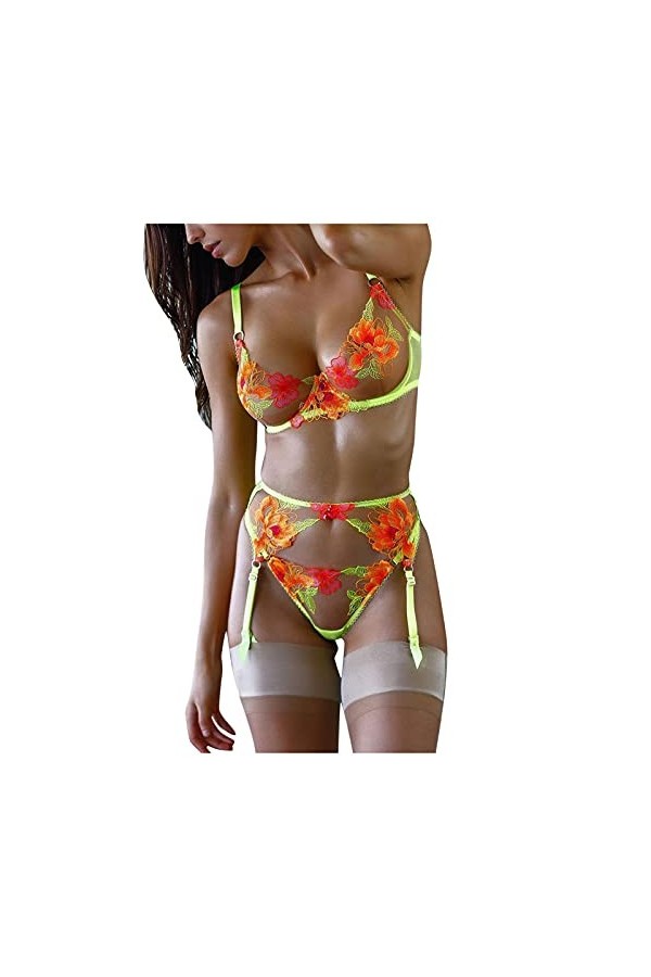 sous-Vetements Femme 2 Pièce Ensemble Soutien Gorge et String Dentelle Lingerie Sexy Ensemble Sexy Vêtements De Nuit Erotique