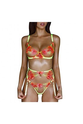 sous-Vetements Femme 2 Pièce Ensemble Soutien Gorge et String Dentelle Lingerie Sexy Ensemble Sexy Vêtements De Nuit Erotique