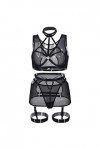 Mode Nouveau Sexy Laçage Complexe Heavy Craft Entrelacement Sexy sous-Vêtements 5 Pièces Ensemble Mini Robe Sexy Hot Black, 