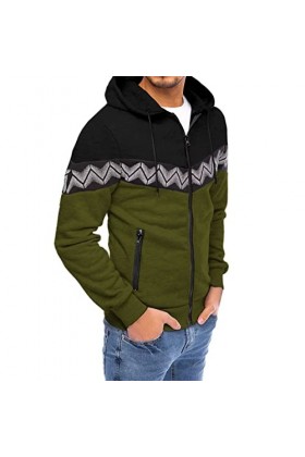 Zannycn Sweat à capuche zippé pour homme à pois stéréo, courbe, imprimé, épissure, fermeture éclair, sweat-shirt à capuche, s