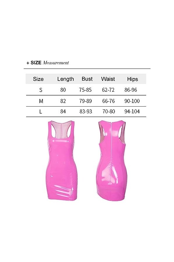 Robe En Cuir Rose, Robe En Cuir À Thème pink, Robe Moulante De Fête Rose, Mini Robe Rose En Polyester, Robe Débardeur Moulant
