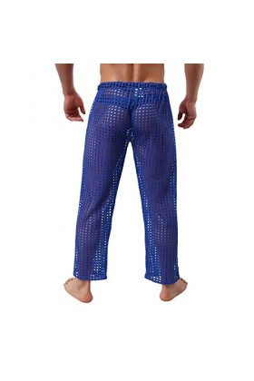 CreoQIJI Sous-vêtements sexy pour hommes Mode Homme Interest Hollow Sexy Mesh Pantalon Pantalon Mode Loisirs, bleu foncé, M