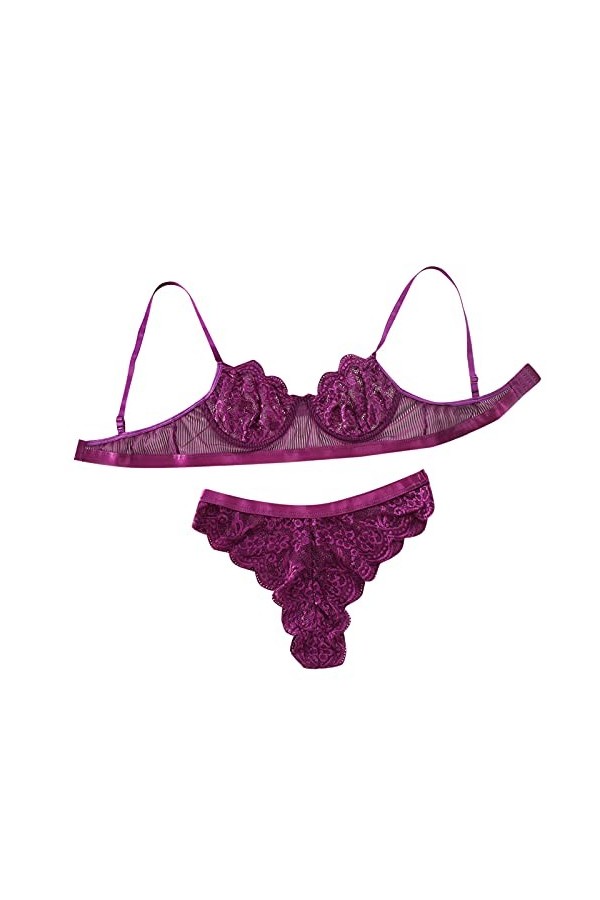 Vêtements De Nuit Femme 2 Pièce sous-Vetements Erotique Ensemble Soutien Gorge et String Dentelle Lingerie Sexy Ensemble Sexy