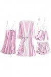 Luckywaqng Lot de 4 robes de nuit en satin et dentelle pour femme - Robe de nuit - Sous-vêtements - Costumes sexy, Rose, XXL