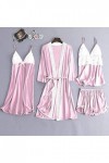 Luckywaqng Lot de 4 robes de nuit en satin et dentelle pour femme - Robe de nuit - Sous-vêtements - Costumes sexy, Rose, XXL