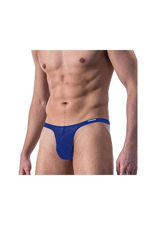 WEITING sous-vêtements pour Hommes T Back G String Briefs Sexy String Respirant Lingerie&nbsp;&nbsp;&nbsp;Hommes String Bulge Pouch Noir Ver