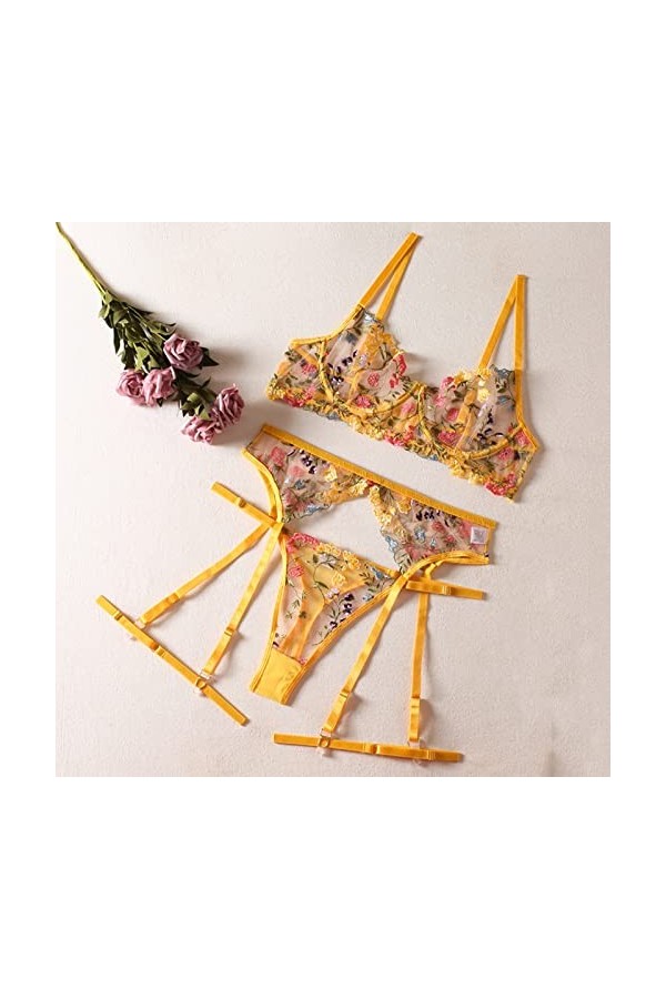 Lingerie Femme Sexy Ensemble Homme Sexy Hot y2*k sous-vêtements Amusants pour Femmes Sexy Voir à Travers Fleur Soutien-Gorge 