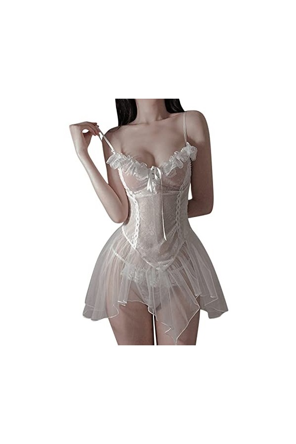 Générique Lingerie Sexy Ladies Lingerie sexy Robe à bretelles spaghetti Lingerie Rose Sexy Out Womens creux avec culotte Ling
