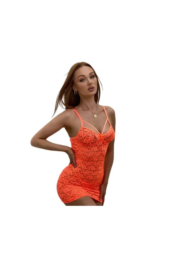 JINZIJINYU Nuisette Sexy Femme Robe DÉté Sexy En Dentelle À Fleurs Verticales Avec Coutures En Dentelle Rose L