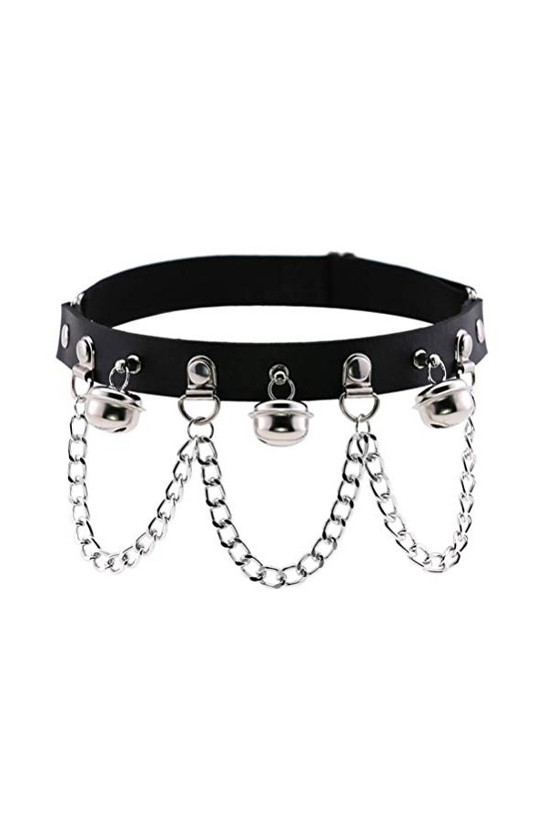 TOYANDONA Harnais de Jambe Gothique Porte-Jarretelles en Cuir Punk Cuisse Boucle Anneau Vêtements Accessoires avec Cloche pou