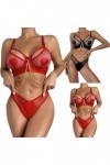 ZHIYU Ensemble de lingerie pour femme - Dos nu - Chaîne à pompons en métal - Lingerie de nuit - Clubwear - Entrejambe ouverte