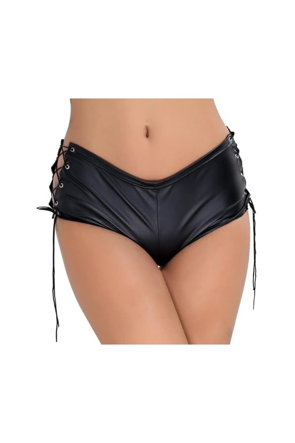 GRRKDFQ Lingerie Sexy Hot Chaude Short À Nouer Chaud Et Séduisant,Noir,XXL