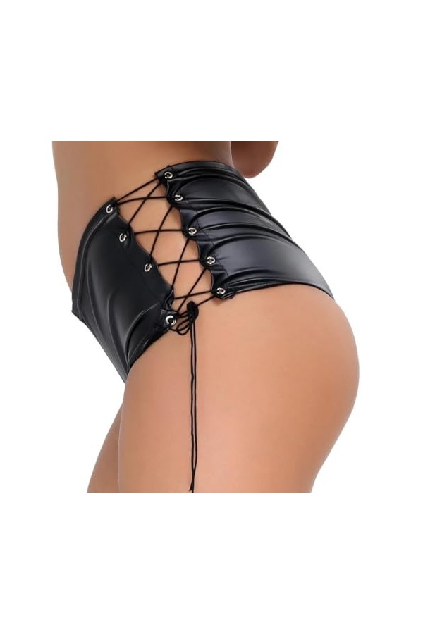 GRRKDFQ Lingerie Sexy Hot Chaude Short À Nouer Chaud Et Séduisant,Noir,XXL
