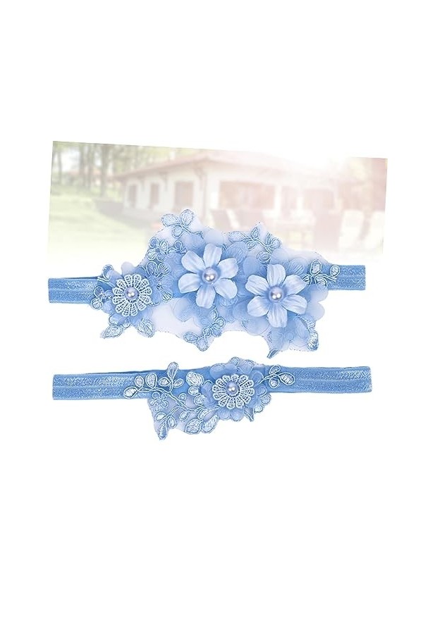 HOMSFOU 2 Pièces Bandes De Jambe en Dentelle Jarretière De Mariage Porte-Jarretelles en Dentelle Porte-Jarretelles Floral Por