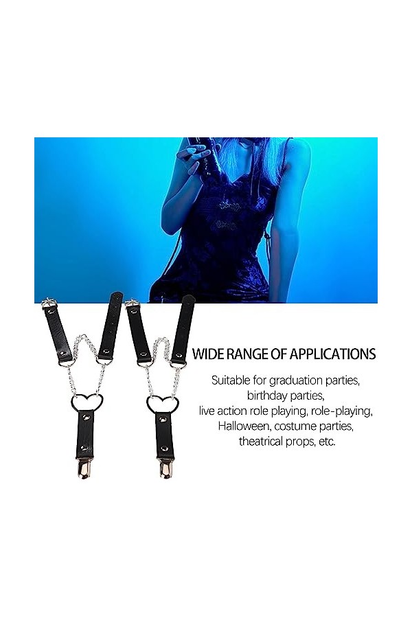 Jarretelles De Cuisse Réglables En Forme De Cœur, 2 Pièces, Avec Clip Antidérapant, élastiques, Punk, Jarretelles De Jambe En