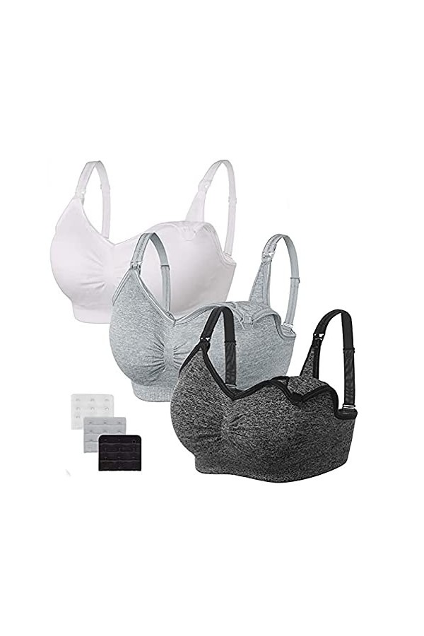 TDEOK Lingerie pour femme avec porte-jarretelles 3 pièces - Soutien élevé pour le sport de yoga - Lingerie noire, Noir/gris/b