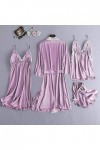 Luckywaqng Lot de 4 robes de nuit en satin et dentelle pour femme - Robe de nuit - Sous-vêtements - Costumes sexy, lilas, XXX