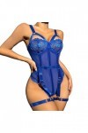 Lingerie Femmes Sexy Ensemble de Bretelles sous-vêtements érotiques Ensemble de Lingerie col en V Lingerie en Dentelle avec j