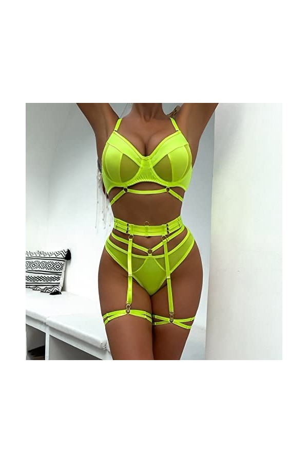 Lingerie Femme Sexy Ensemble Homme Sexy Hot y*2*k Mode féminine Pure Color Bandage Mesh Splicing sous-vêtements Sexy avec des