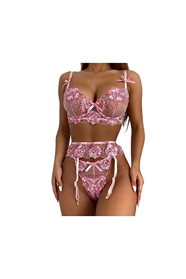 Transparent Robe de Nuit Femme Ensembles Lingerie String sans Entrejambe Dentelle Pyjama de Chambre Ensemble Femme Coquine So