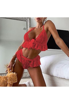 Femme Ensemble Soutien Gorge et String Erotique Lingerie Sexy Ensemble 2 Pièce Vêtements De Nuit Sexy sous-Vetements Dentelle