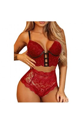 sous-Vetements Femme Erotique Ensemble Soutien Gorge et String Dentelle Lingerie Sexy Ensemble Ensemble Vêtements De Nuit Sex