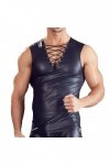 VOIV Sexy Hommes PU Cuir débardeurs sans Manches Fitness Musculation T-Shirts Latex fête Club vêtements de Nuit Singlet