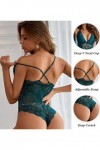 EVELIFE Body Femme Dentelle Col V sans Manche, Sexy Teddy Lingerie Dos Nu sous-Vêtements De Nuit, Babydoll Lingerie Transpare