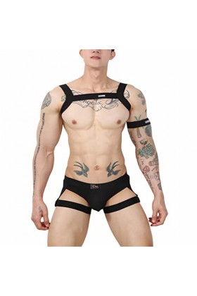 CHOUBAGUAI Harnais Tongs Ensemble Lingerie Hommes Corps Poitrine Sangles G String Sexy sous-vêtements Jambe Anneau Costume Jo