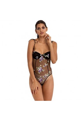 JINZIJINYU Nuisette Sexy Femme 2021 Nouvelle Combinaison Européenne Et Américaine Dentelle Fée Broderie Sexy Perspective Tent