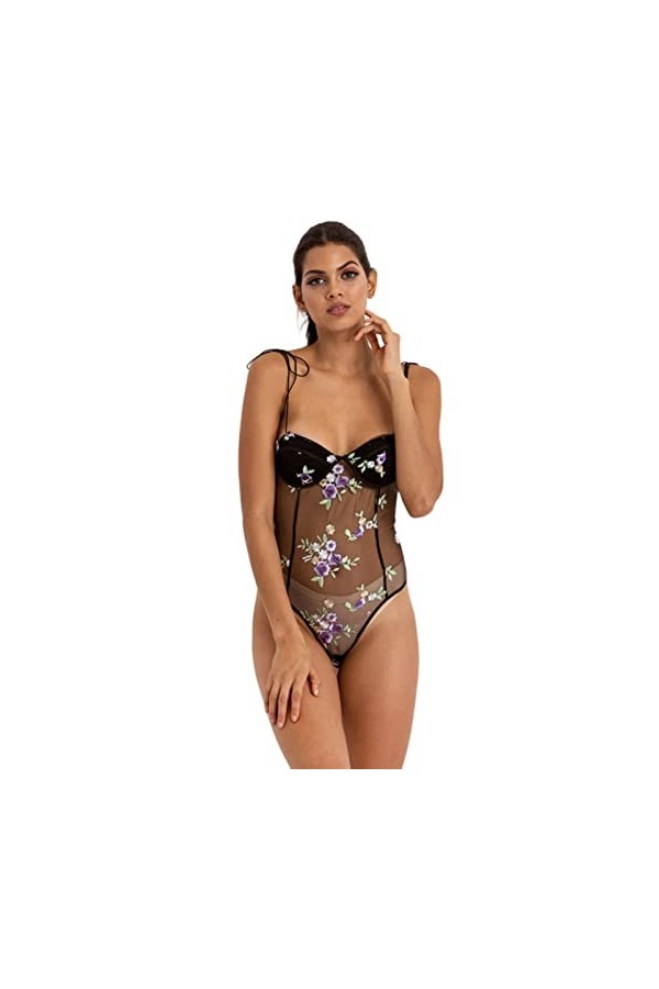 JINZIJINYU Nuisette Sexy Femme 2021 Nouvelle Combinaison Européenne Et Américaine Dentelle Fée Broderie Sexy Perspective Tent