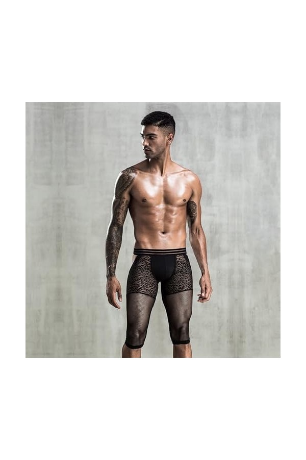 Sous-Vêtements pour Hommes Boxer Transparent en Maille Boxer avec Pochette Sous-Vêtements Porno pour Adultes Pyjamas Costume 