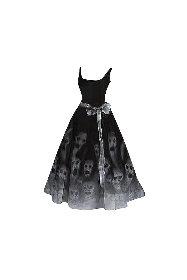 CUTeFiorino robe noel femme grande taille femme halloween bougie casual fête col rond robe sexy sans manches robe de soirée f