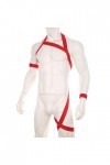 CHOUBAGUAI Bretelles Sexy pour Hommes Une pièce Poitrine Bretelles sous-vêtements avec Brassard Bracelet Ensemble-Rouge Ensem