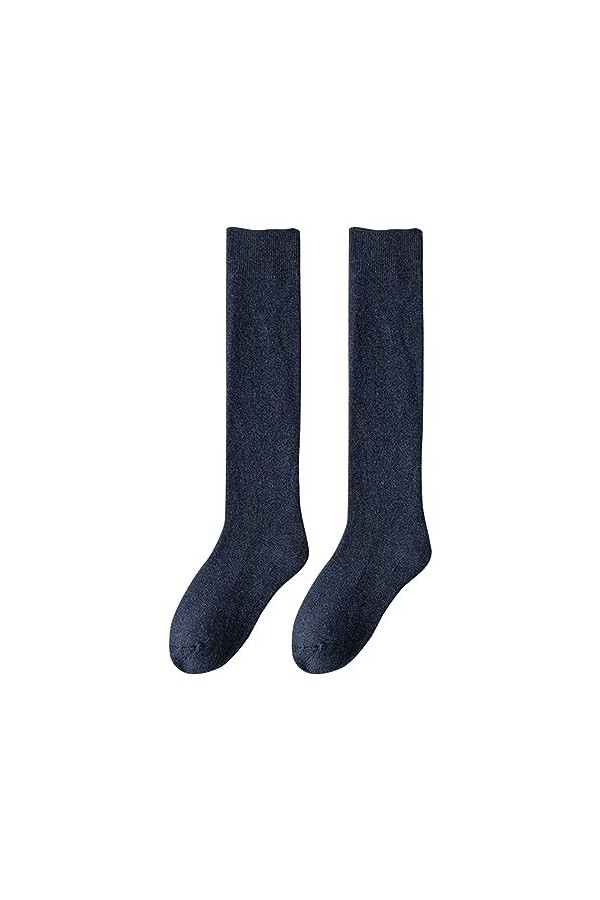 Chaussettes dhiver en peluche et épaisses, soulageant la pression en pur coton, Marine, 18-40