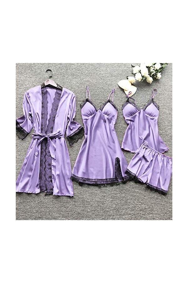 TDEOK Lingerie sexy pour femme - Robe de nuit en dentelle - Ceinture - Ensemble de sous-vêtements - Poupée enfant - Lingerie 