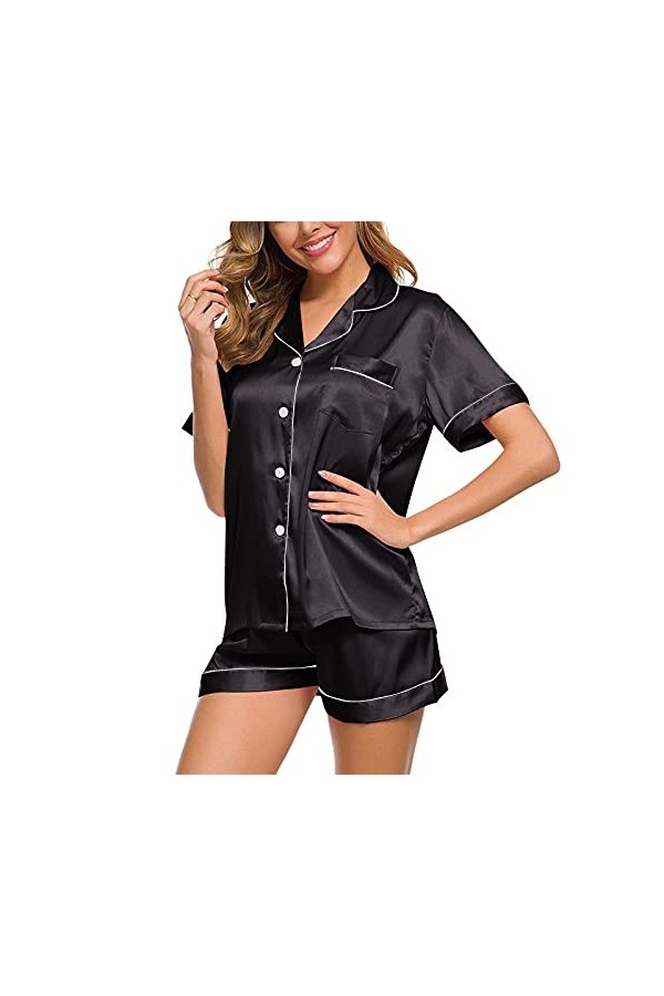Kwatieh Sexy Femme Coquine éRotique - Saint-Valentine Sexy Pyjamas en Satin Sexy Ensemble Combinaison Chemise De Nuit Femme N