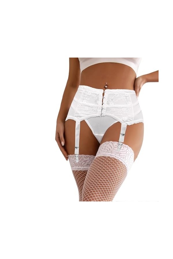 Yummy Bee - Ensemble porte-jarretelles à 6 sangles - Ensemble porte-jarretelles taille haute Waspie - Bretelles métalliques -