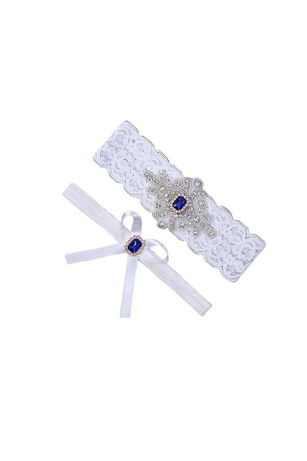 SOIMISS 2 Pièces Jarretières pour Mariée Tenues Blanches Porte-Jarretelles Blanc Fleur Élastique Jarretière Jambe Jarretière 