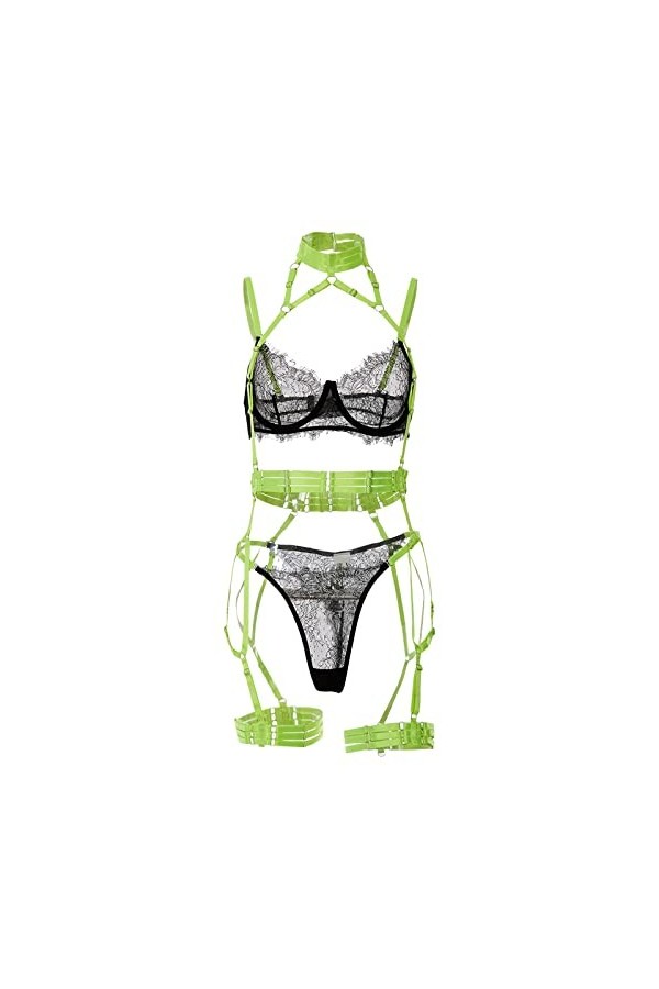 liaddkv Costume de cosplay sexy pour femme - Ensemble lingerie sexy en dentelle - Camisole et culotte - Lingerie avec lingeri