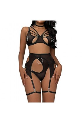Lingerie Femme Sexy Ensemble Homme Sexy Hot y28.k Femmes Dame Sexy Accessoires en métal avec Cou Suspendu Maille Lingerie Ens