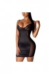 Femmes Sexy Dentelle Nuisette Lingerie Bandage Bretelles Mini Robe String Lingerie Ensemble-Noir,XL