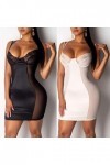 Femmes Sexy Dentelle Nuisette Lingerie Bandage Bretelles Mini Robe String Lingerie Ensemble-Noir,XL