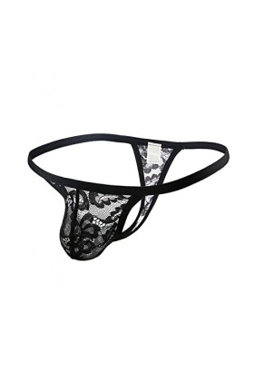 WEITING Hommes Super Sexy sous-Vêtements en Dentelle Glace Soie String Culotte Transparente Hommes T-Back U Convexe Slip Homb