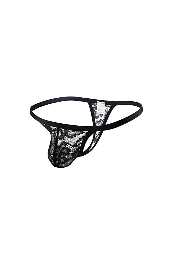 WEITING Hommes Super Sexy sous-Vêtements en Dentelle Glace Soie String Culotte Transparente Hommes T-Back U Convexe Slip Homb