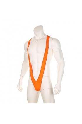 CHOUBAGUAI Combinaison sexy pour homme avec bretelles en V - Lingerie sexy - String - Orange - Taille unique